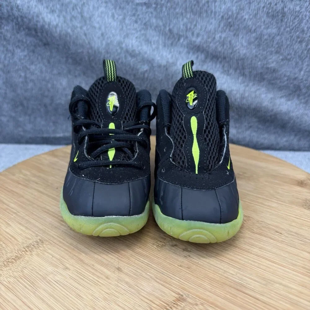 Nike Little Posite One Shoes Toddler Size 9C Black Volt HF0975-001 No Insoles
